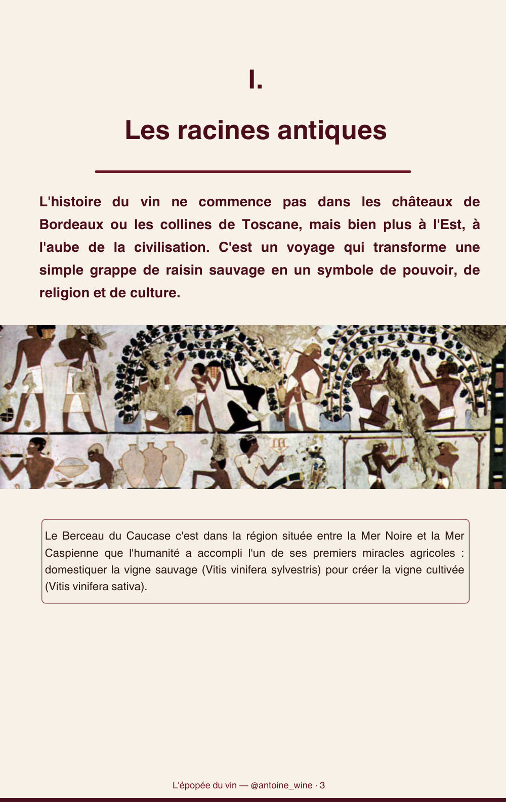 Ouverture de la première partie, Les racines antiques, consacrée au berceau du Caucase.